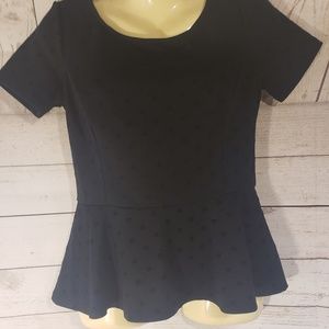 Elle Black Short Sleeve Polka Dot Top